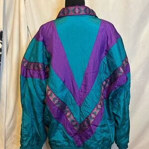 *VINTAGE* Teal Nylon “Windbreaker” Jacket by Lavon